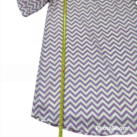 ANTHROPOLOGIE Everly retro mod purple chevron print mini tunic shift dress - Picture 6 of 8